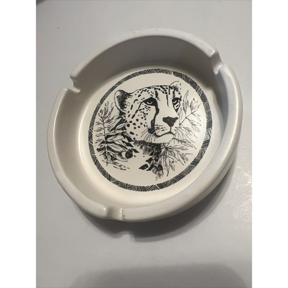 Vintage 1989 San Diego Zoo Cheetah Ashtray rare Made In Japan Clean Never Used - Picture 2 of 7